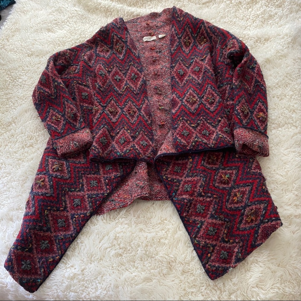 Anthro Sleeping on Snow Wool Pattern Cardigan